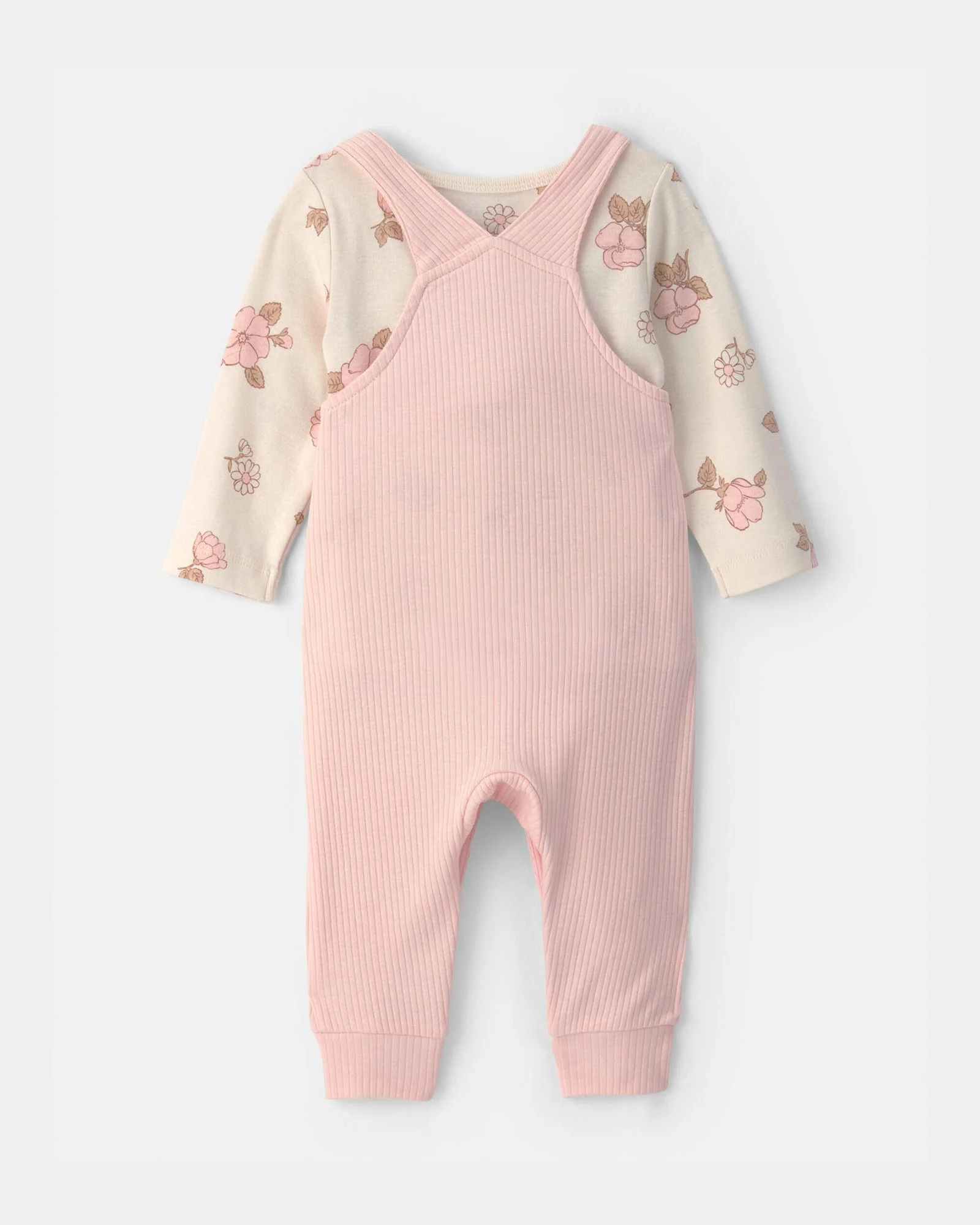 Carter's Set 2 piese Pink Florals - salopeta si tricou cu maneca lunga foto