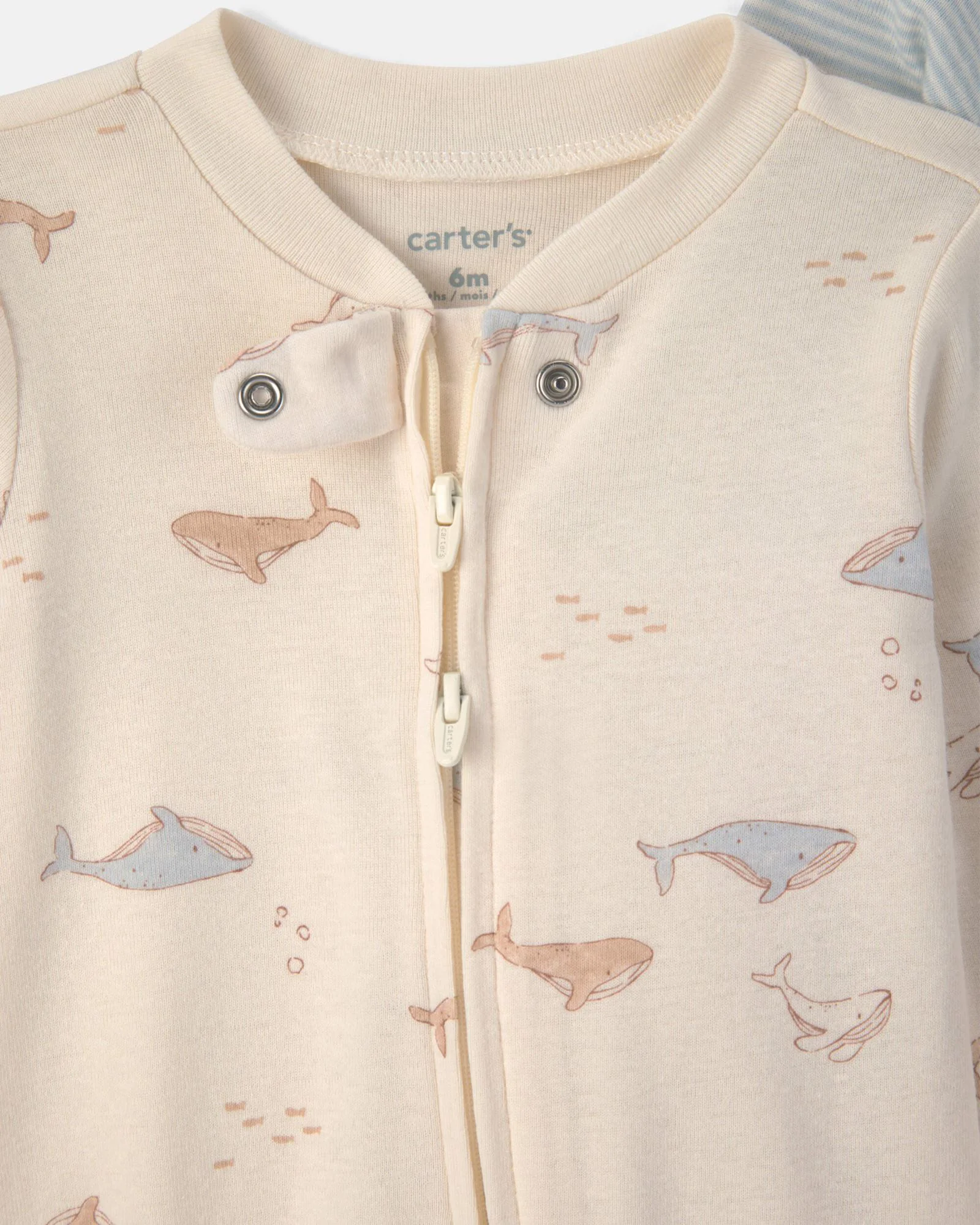 Carter's Set 2 pijamale cu talpa Whale & Stripes foto