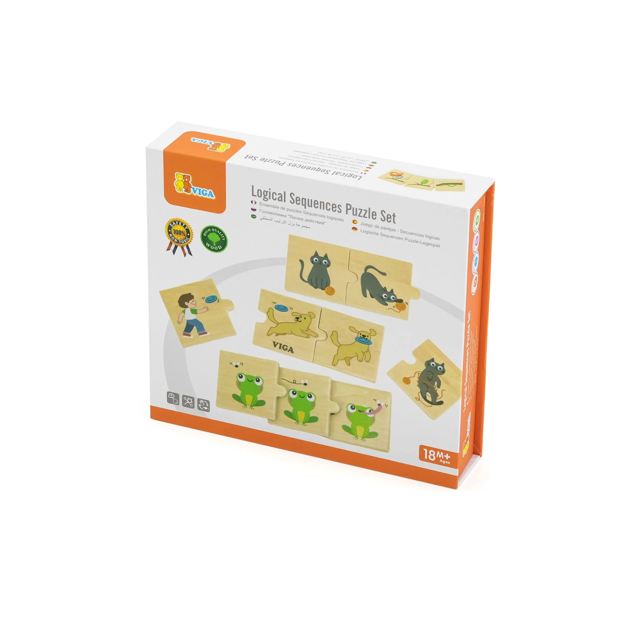 Joc logic de puzzle Viga Toys Actiunile animalelor, 24 elem. foto