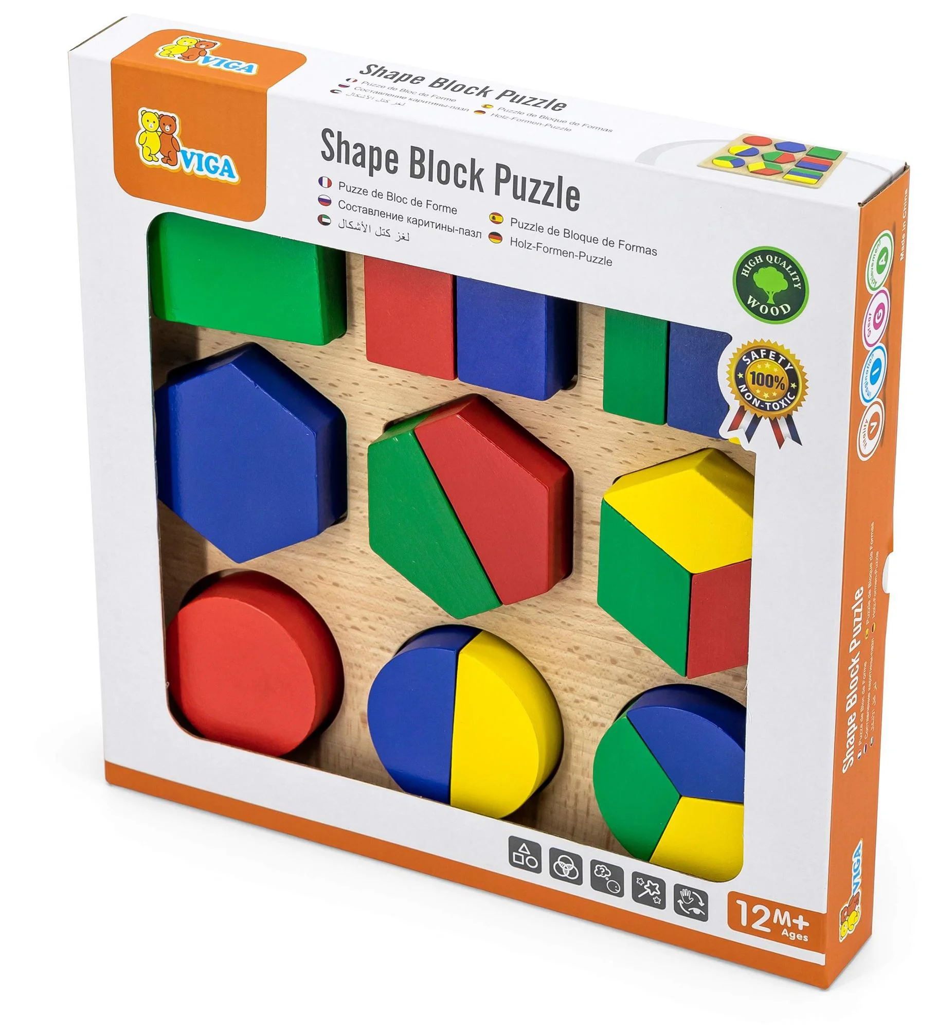 Puzzle - sorter din lemn Viga Toys Blocuri geometrice foto