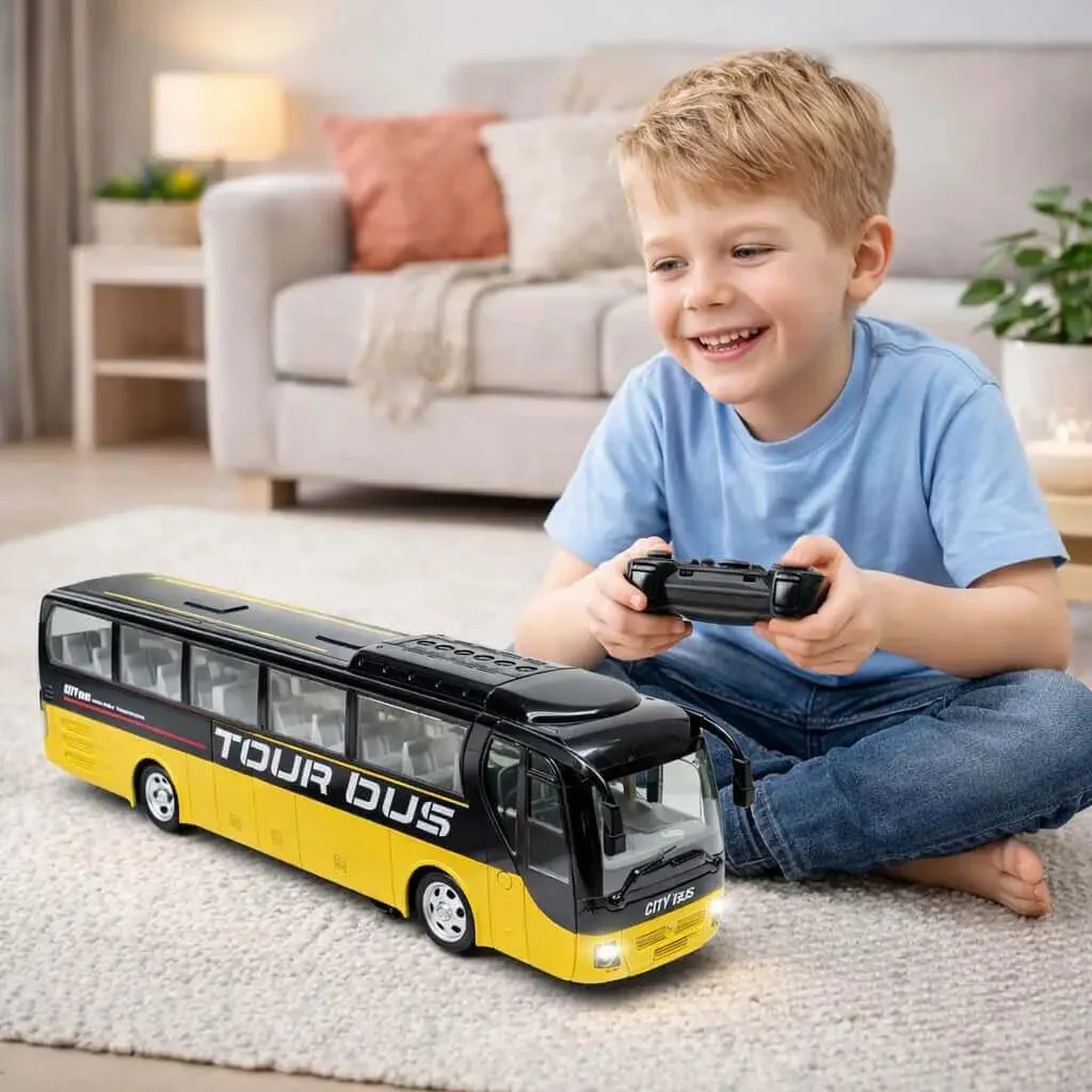 Autobuz cu radiotelecomanda RC, incarcator si lumini foto