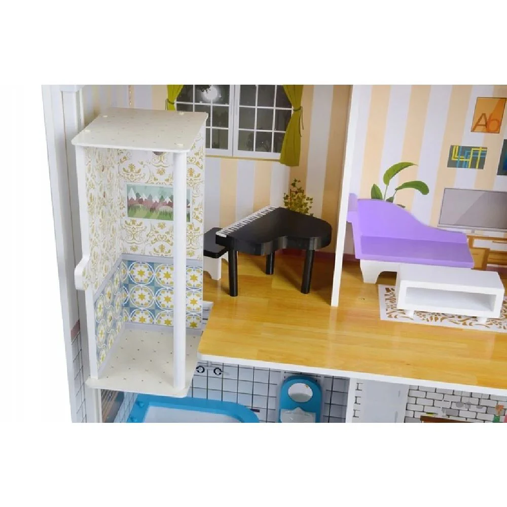 Casuta din lemn cu mobilier pentru papusi, 19 piese foto