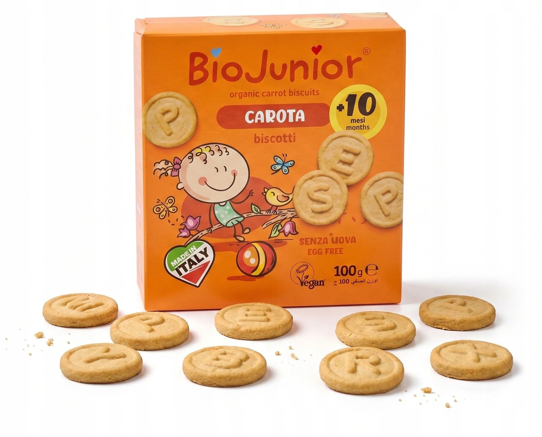 Biscuiti organici BioJunior cu morcov (10+ luni), 100 g foto