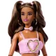 Papusa Barbie "Fashionista in top roz din denim si blugi evazati" foto