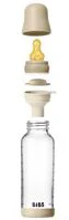 Set complet biberon fosforescent BIBS din sticla anticolici, tetina latex cu flux mediu, 240 ml foto