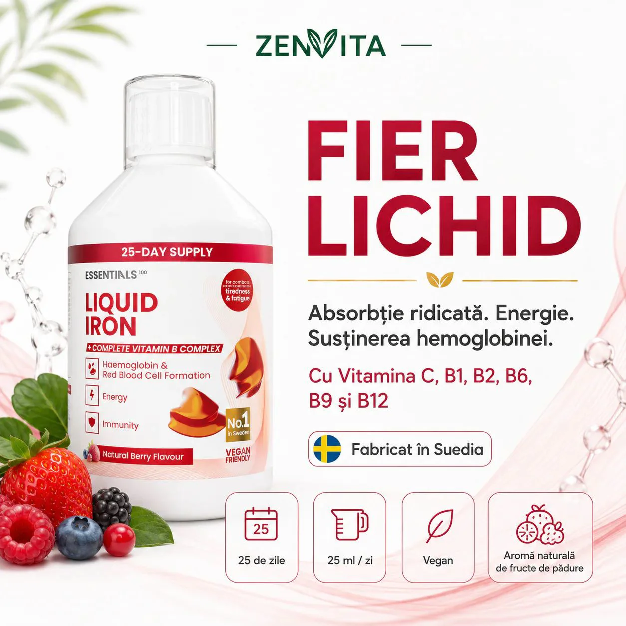 Supliment alimentar Essentials100 Liquid Iron, 500 ml foto