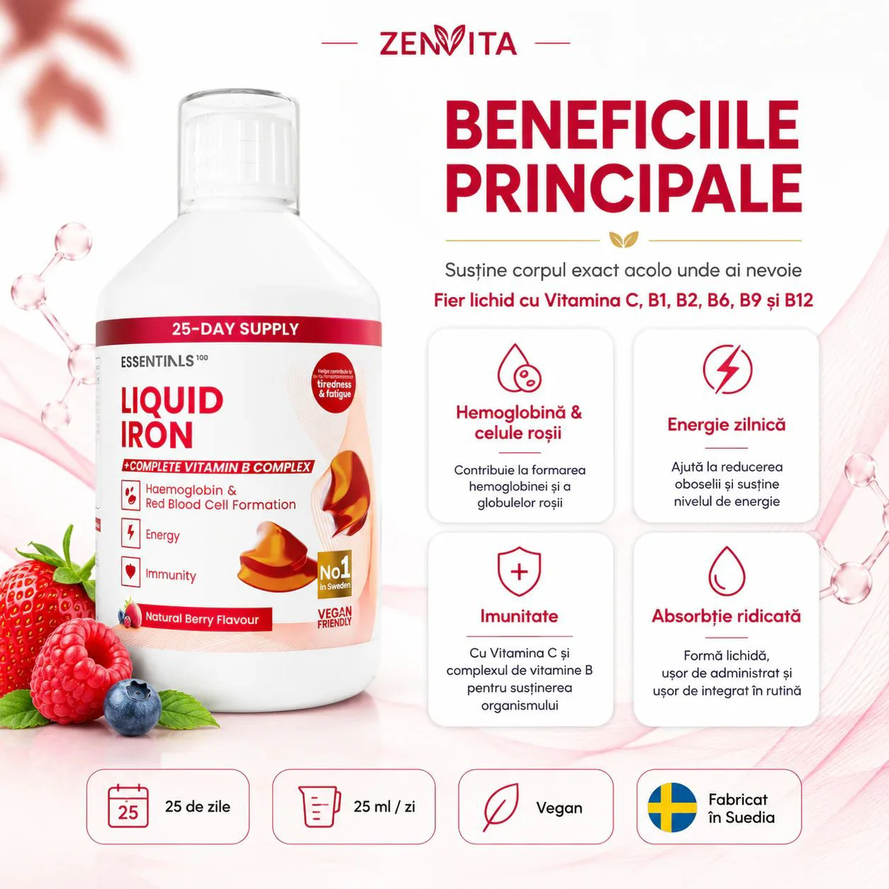Supliment alimentar Essentials100 Liquid Iron, 500 ml foto