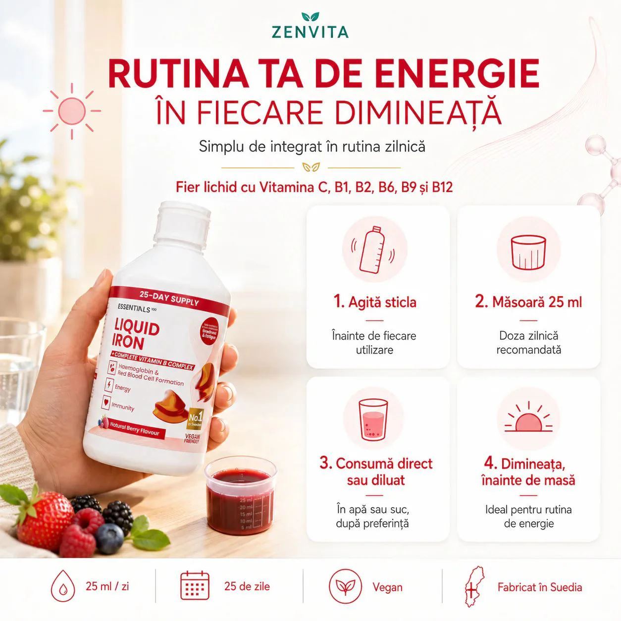 Supliment alimentar Essentials100 Liquid Iron, 500 ml foto