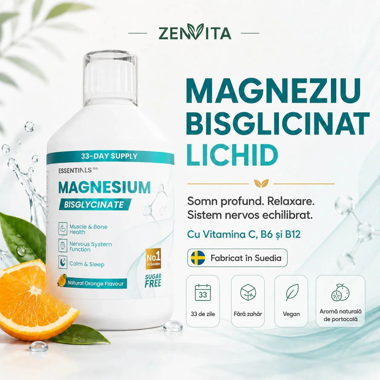 Supliment alimentar Essentials100 Magnesium Bisglycinate, 500 ml foto