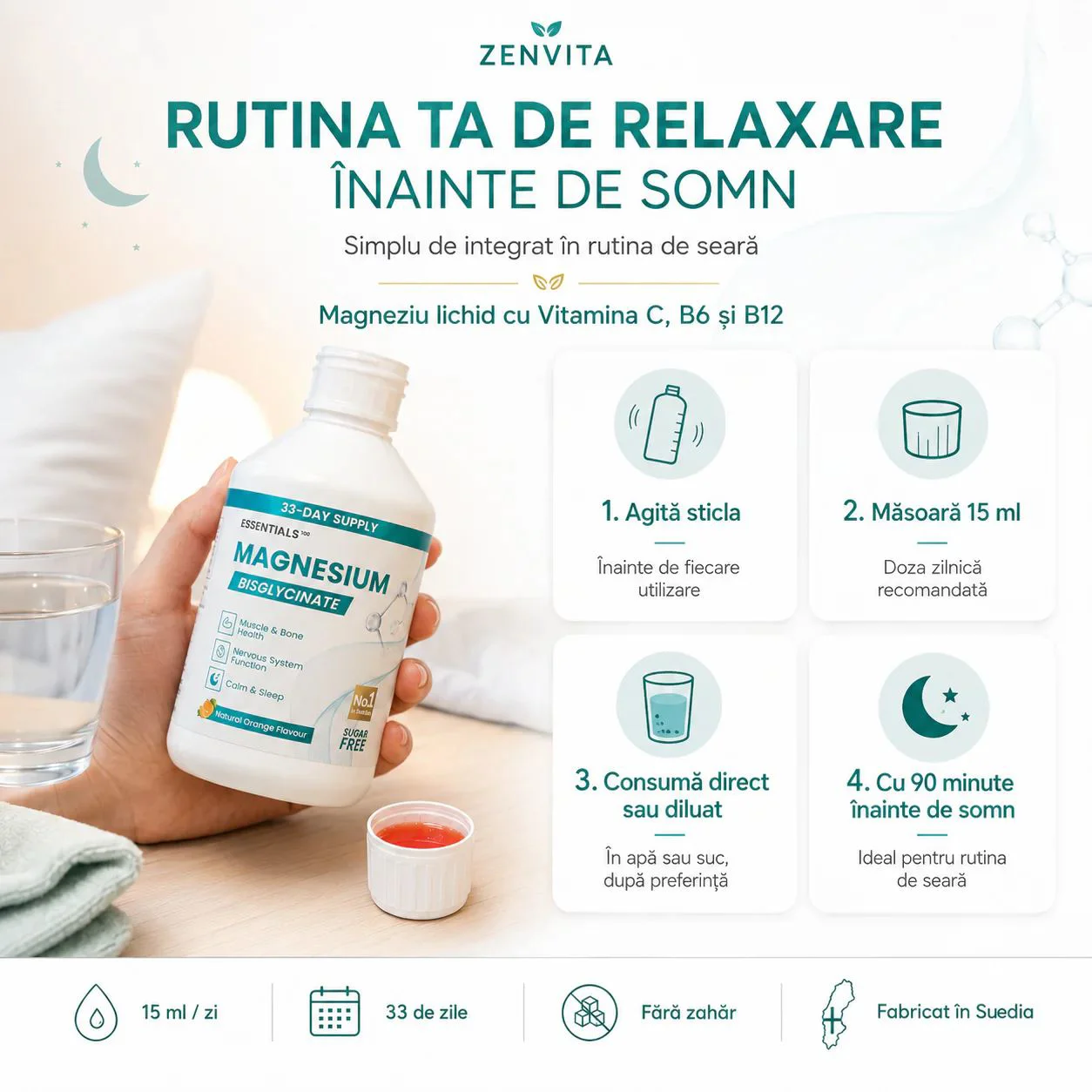 Supliment alimentar Essentials100 Magnesium Bisglycinate, 500 ml foto