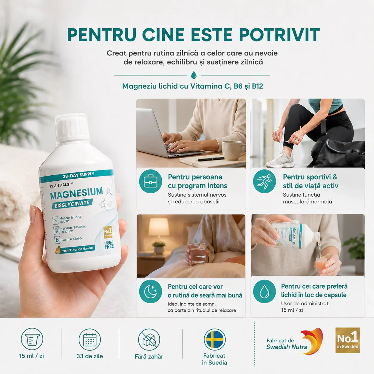 Supliment alimentar Essentials100 Magnesium Bisglycinate, 500 ml foto