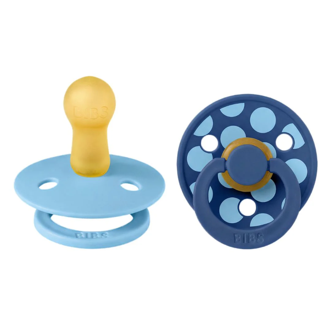 Set 2 suzete rotunde din latex BIBS Colour Polka dot Breeze/Cornflower (6-18 luni) foto