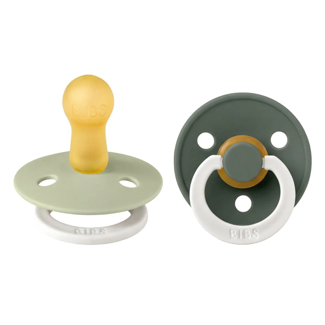 Set 2 suzete rotunde din latex BIBS Colour Glow Sage/Pine (6-18 luni) foto