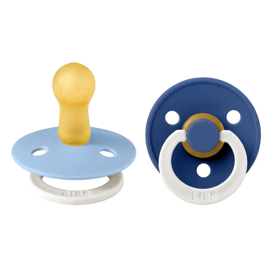 Set 2 suzete rotunde din latex BIBS Colour Glow Sky Blue/Cornflower (6-18 luni) foto