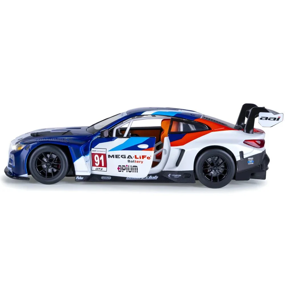 Металлическая машинка BMW M4 GT3 с инерционным механизмом, светом и звуком, масштаб 1:24 foto