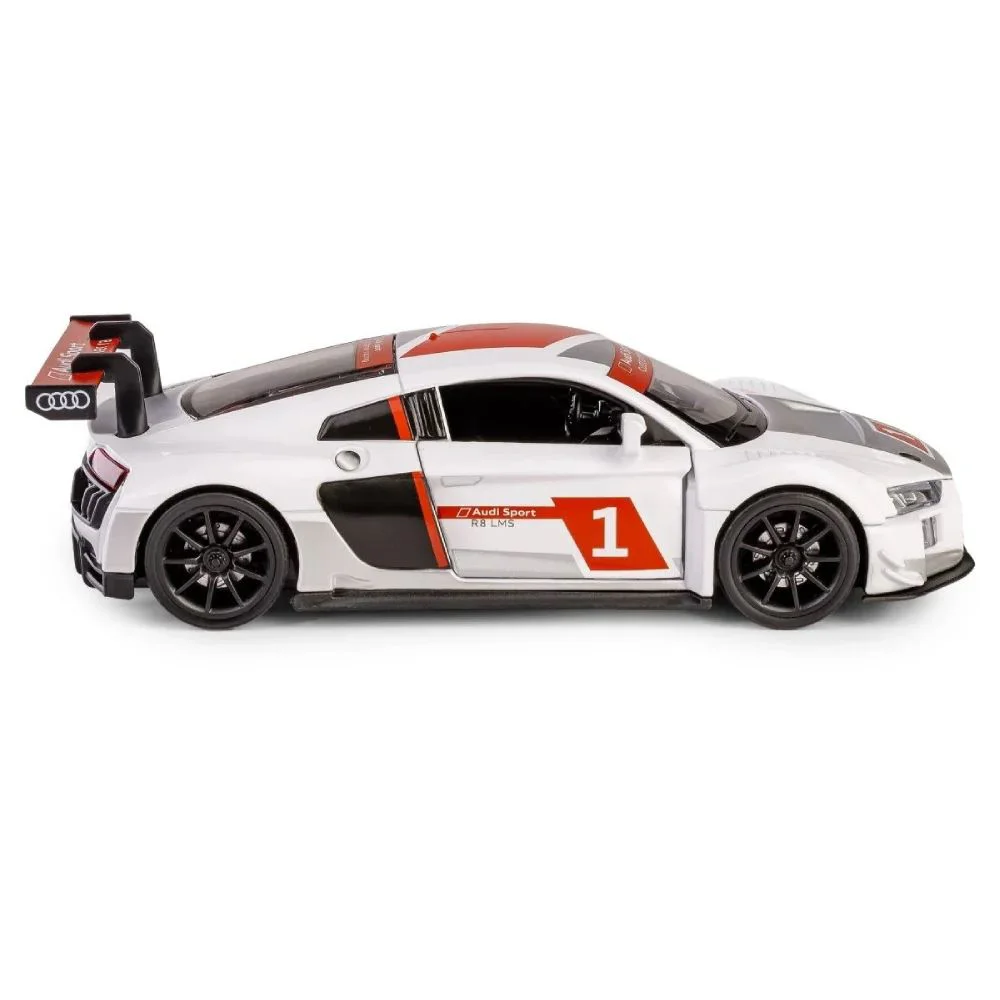 Металлическая машинка Audi R8 LMS с инерционным механизмом, светом и звуком, Белая, 1:24 foto