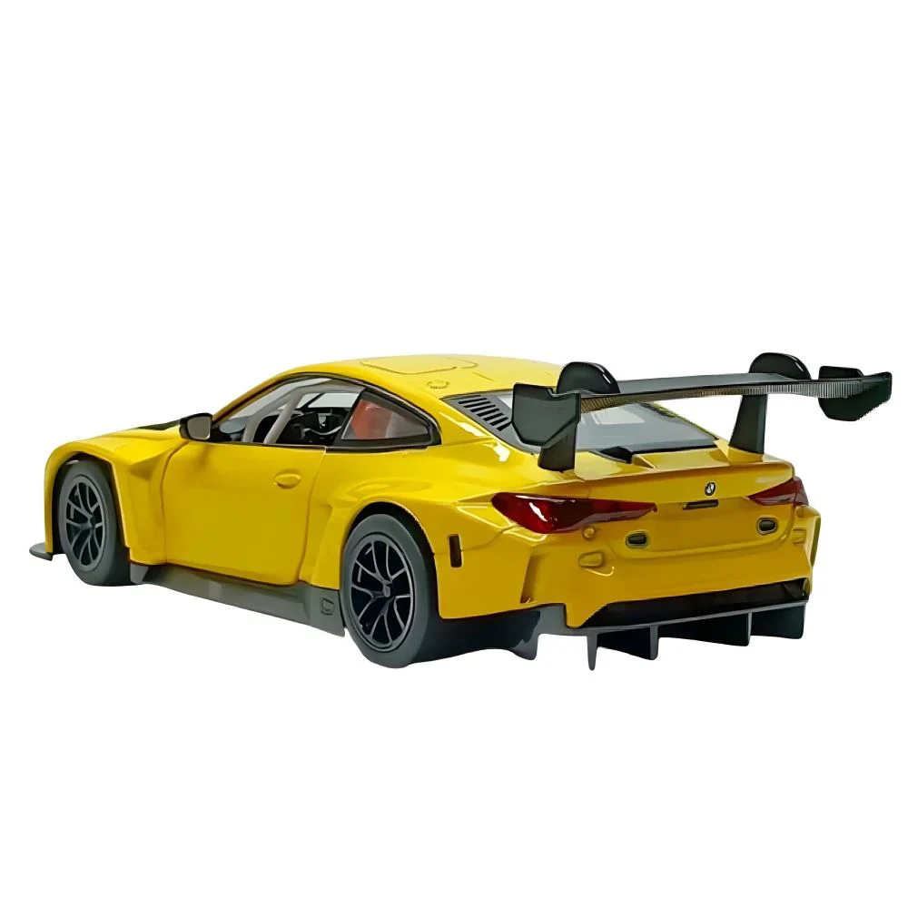Металлическая машинка BMW M4 GT3 с инерционным механизмом, светом и звуком, Желтая, 1:24 foto