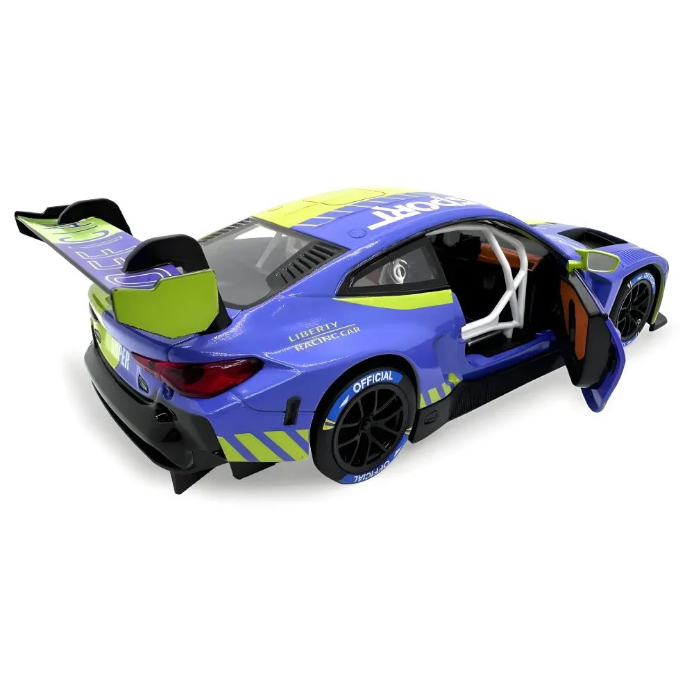 Металлическая машинка BMW M4 GT3 с инерционным механизмом, светом и звуком, Зеленая, 1:24 foto