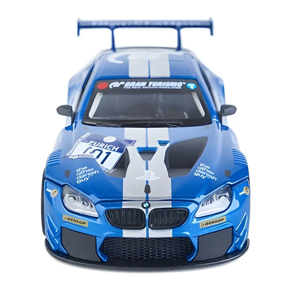 Металлическая машинка BMW M6 GT3 с инерционным механизмом, светом и звуком, Синяя, 1:24 foto