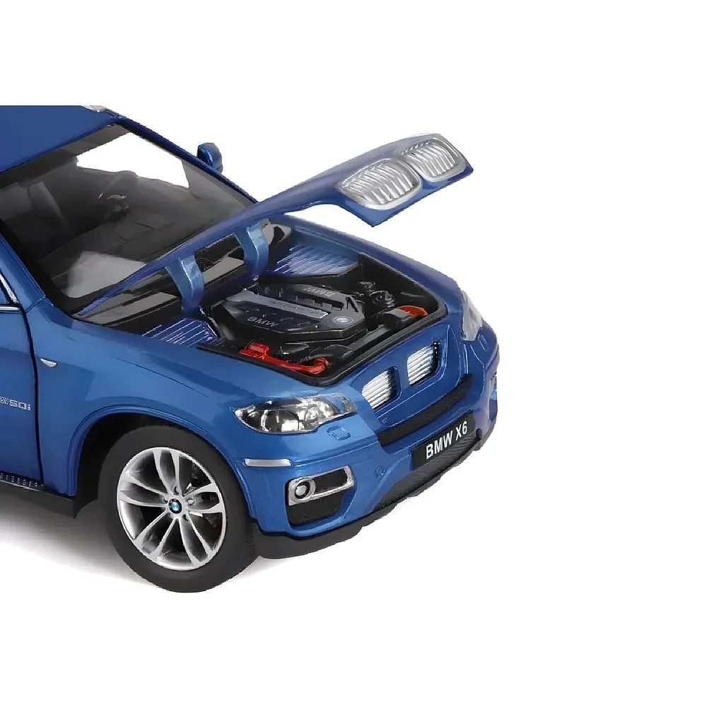 Металлическая машинка BMW X6 с инерционным механизмом, светом и звуком, Синяя, 1:26 foto