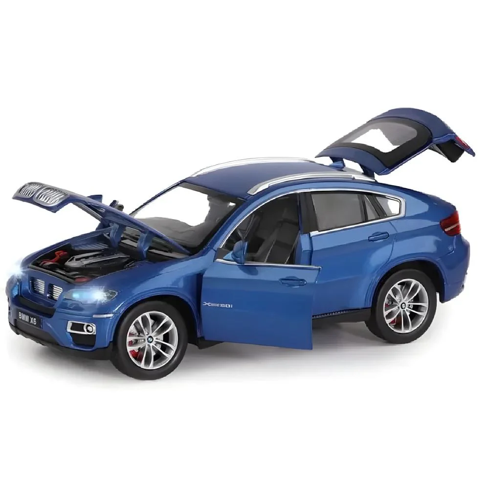Металлическая машинка BMW X6 с инерционным механизмом, светом и звуком, Синяя, 1:26 foto