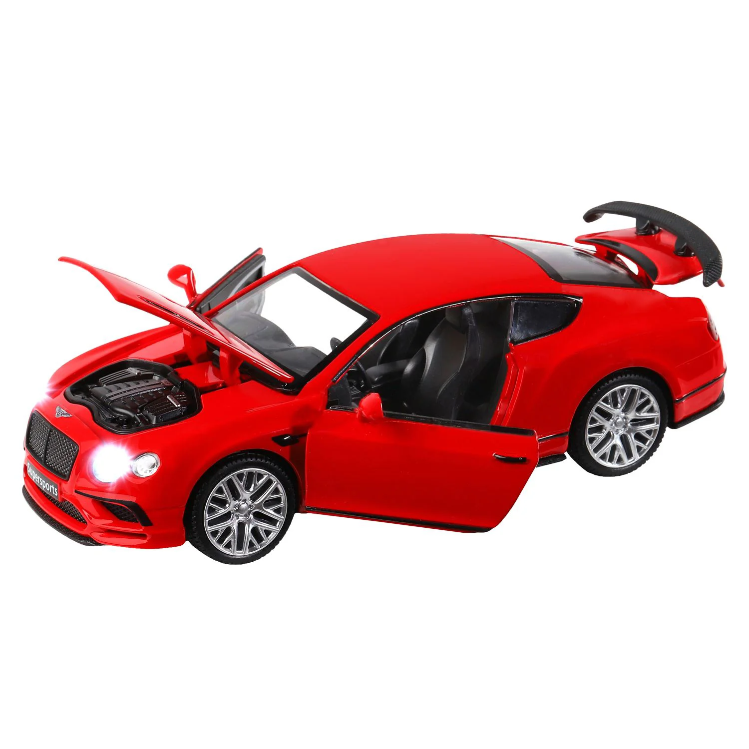 Металлическая машинка Bentley Continental Supersports с инерционным механизмом, Красный, 1:32 foto