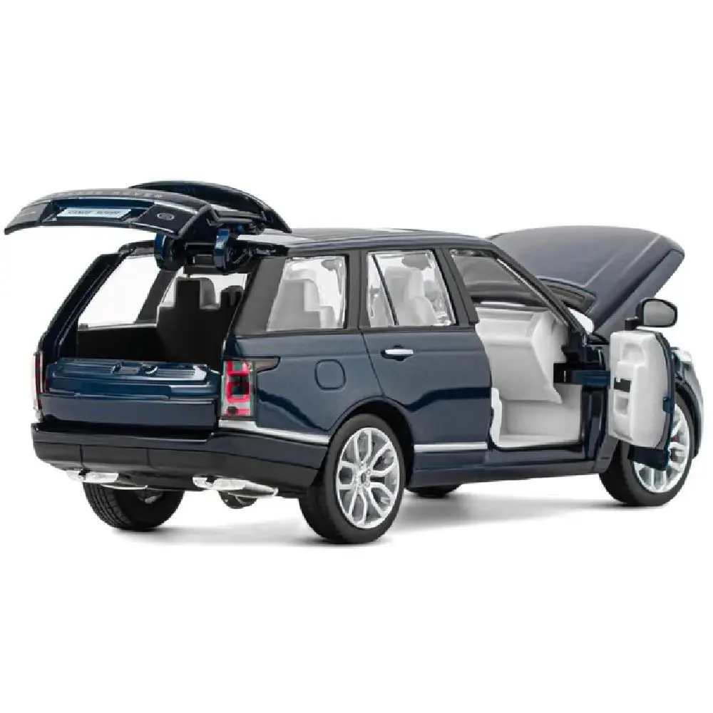 Металлическая машинка Range Rover с инерционным механизмом, светом и звуком, Синяя, 1:24 foto