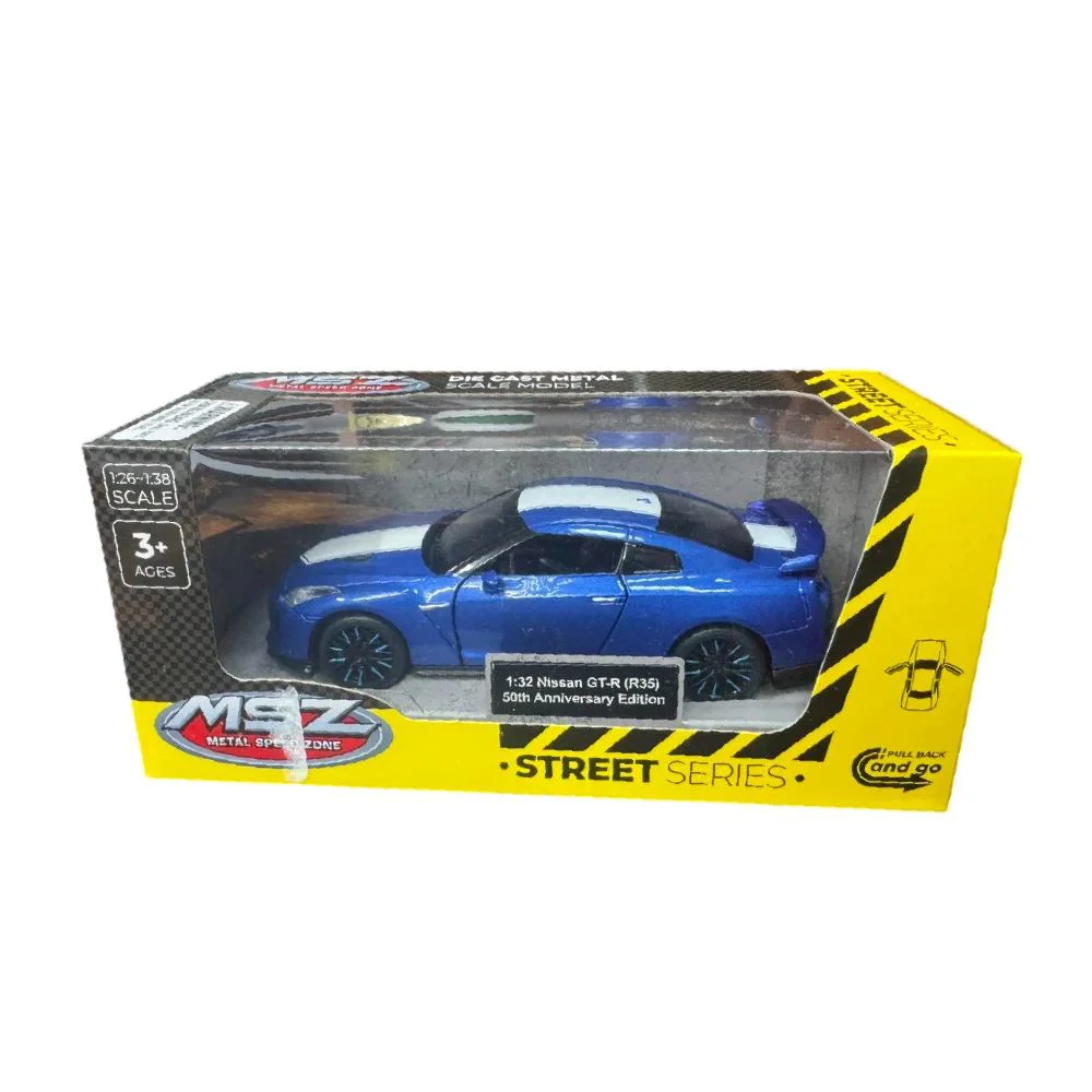 Металлическая машинка Nissan GT-R R35 с инерционным механизмом, Синяя, 1:32 foto