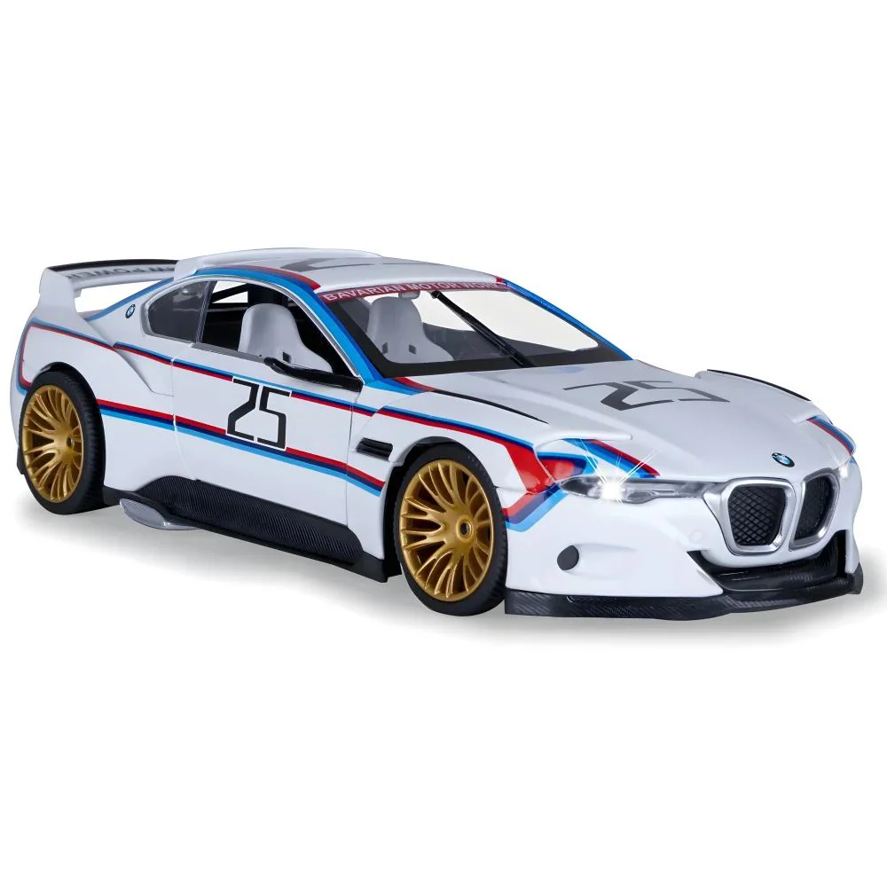 Металлическая машинка BMW 3.0 CSL Hommage R с инерционным механизмом, светом и звуком, Белая, 1:24 foto