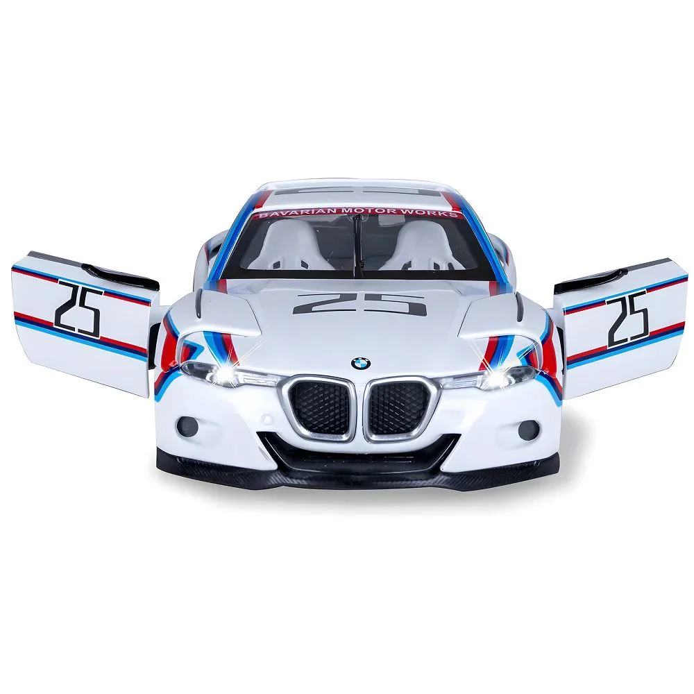 Металлическая машинка BMW 3.0 CSL Hommage R с инерционным механизмом, светом и звуком, Белая, 1:24 foto