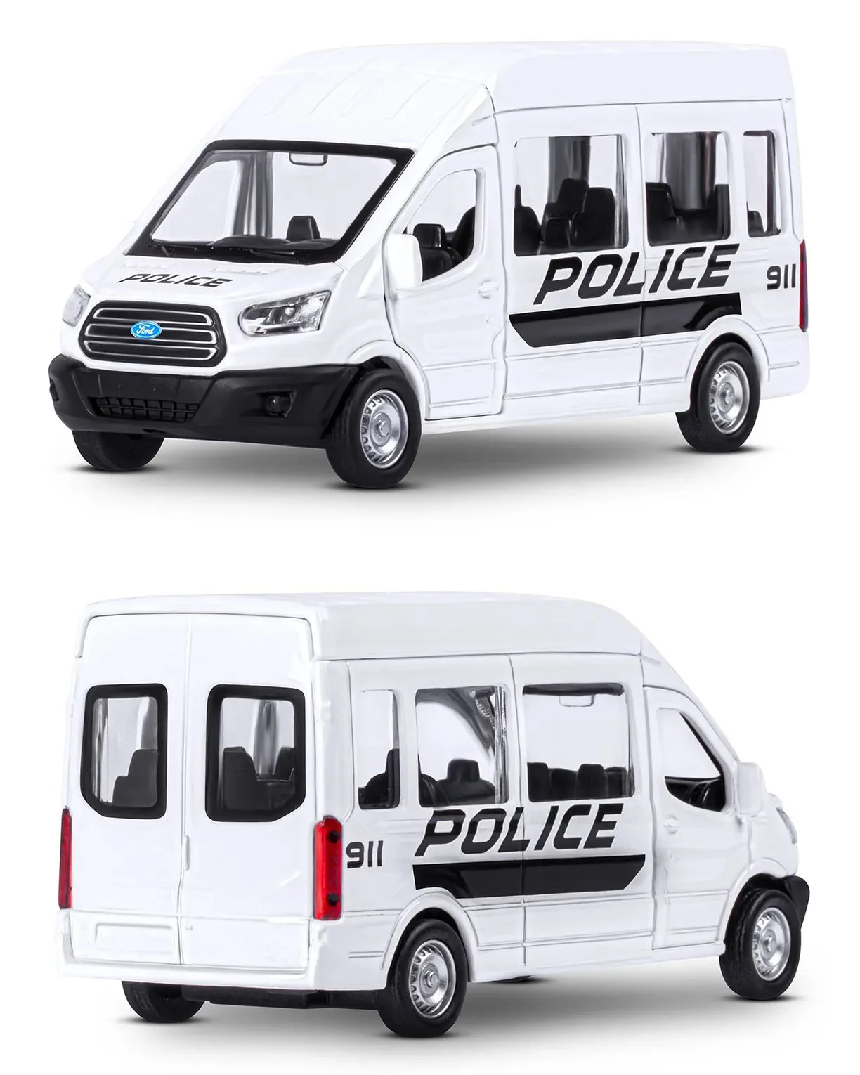 Металлическая машинка Ford Transit Полиция 1:52, асс. foto