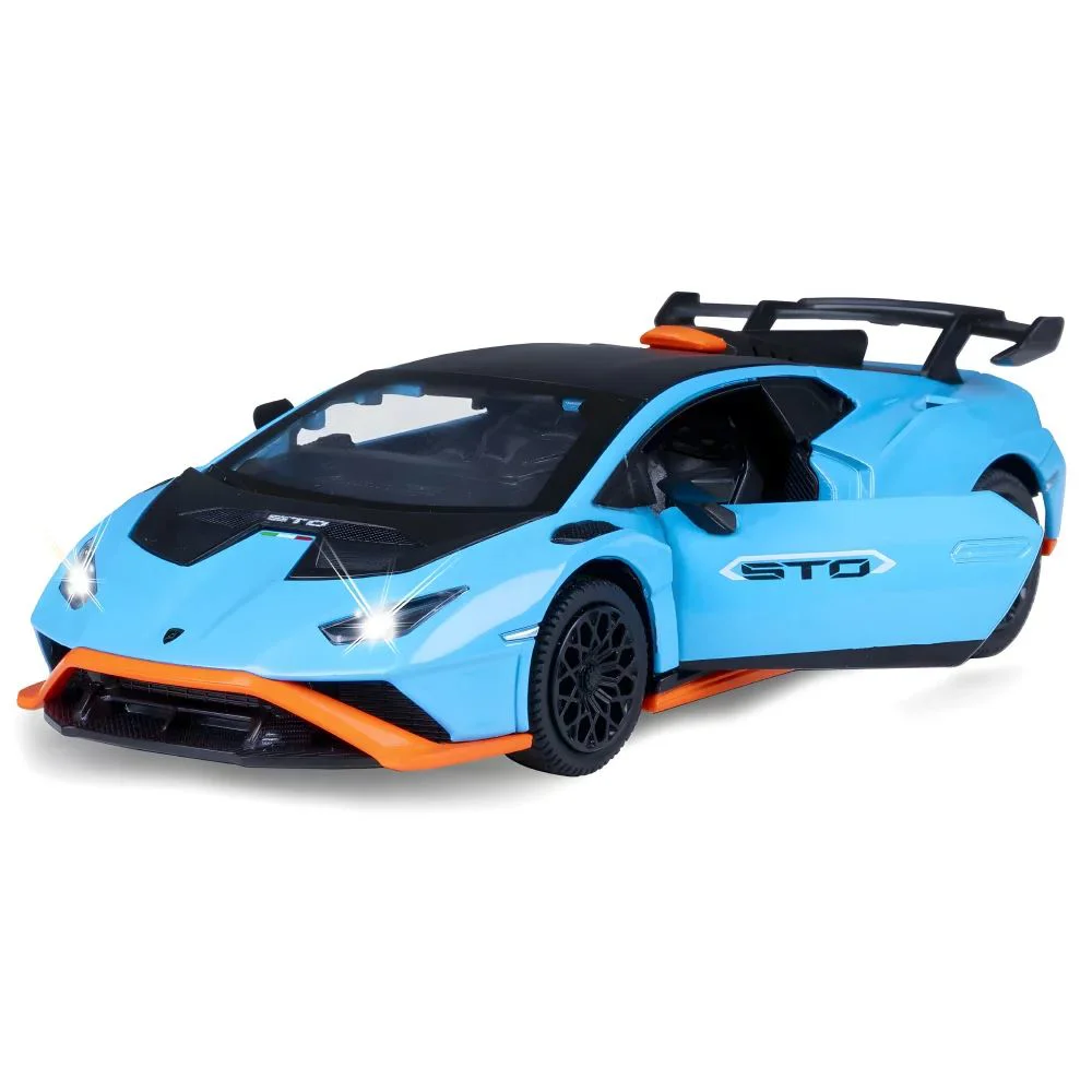 Металлическая машинка с инерционным механизмом, светом и звуком Lamborghini Huracan STO, масштаб 1:2 foto