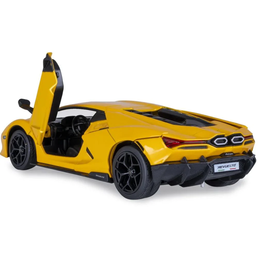 Металлическая машинка с инерционным механизмом, светом и звуком Lamborghini Revuelto 1:24, Желтый foto