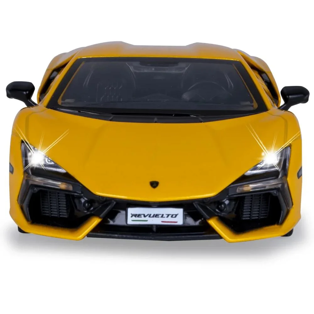 Металлическая машинка с инерционным механизмом, светом и звуком Lamborghini Revuelto 1:24, Желтый foto