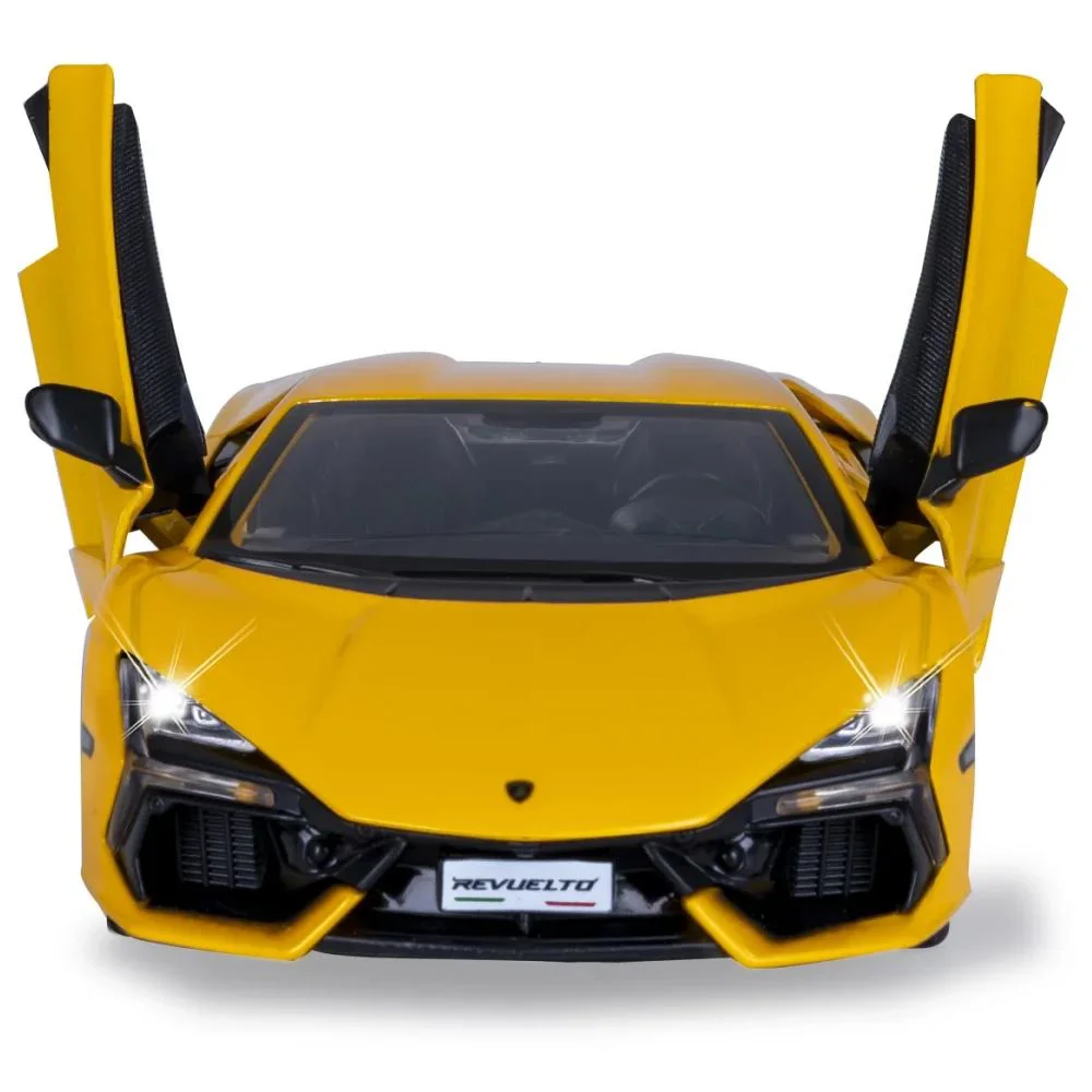 Металлическая машинка с инерционным механизмом, светом и звуком Lamborghini Revuelto 1:24, Желтый foto