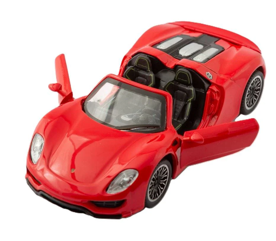 Металлическая машинка с инерционным механизмом, светом и звуком Porsche 918 Spyder, масштаб 1:24 foto