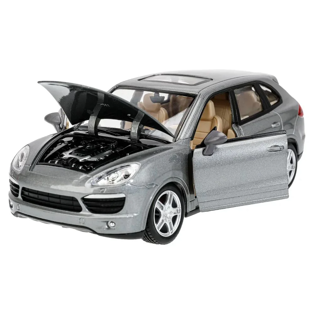 Металлическая машинка с инерционным механизмом, светом и звуком Porsche Cayenne 1:24, Серый foto