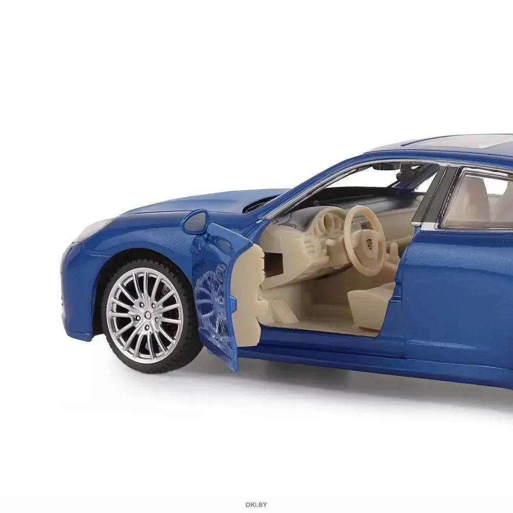 Металлическая машинка с инерционным механизмом, светом и звуком Porsche Panamera S 1:24, Синий foto