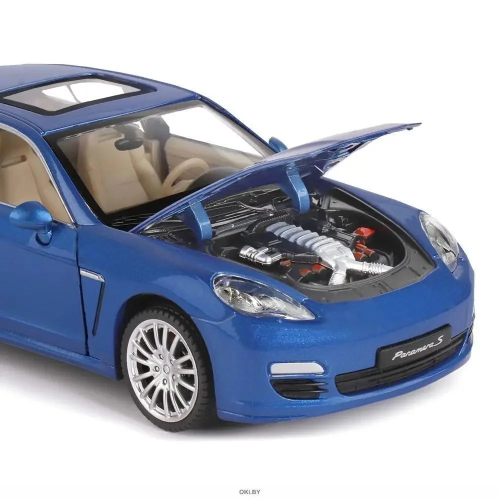 Металлическая машинка с инерционным механизмом, светом и звуком Porsche Panamera S 1:24, Синий foto