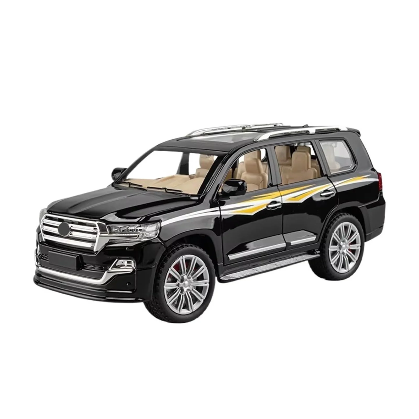 Металлическая машинка Toyota Land Cruiser Prado 1:24 с инерционным механизмом,светом и звуком,Черный foto