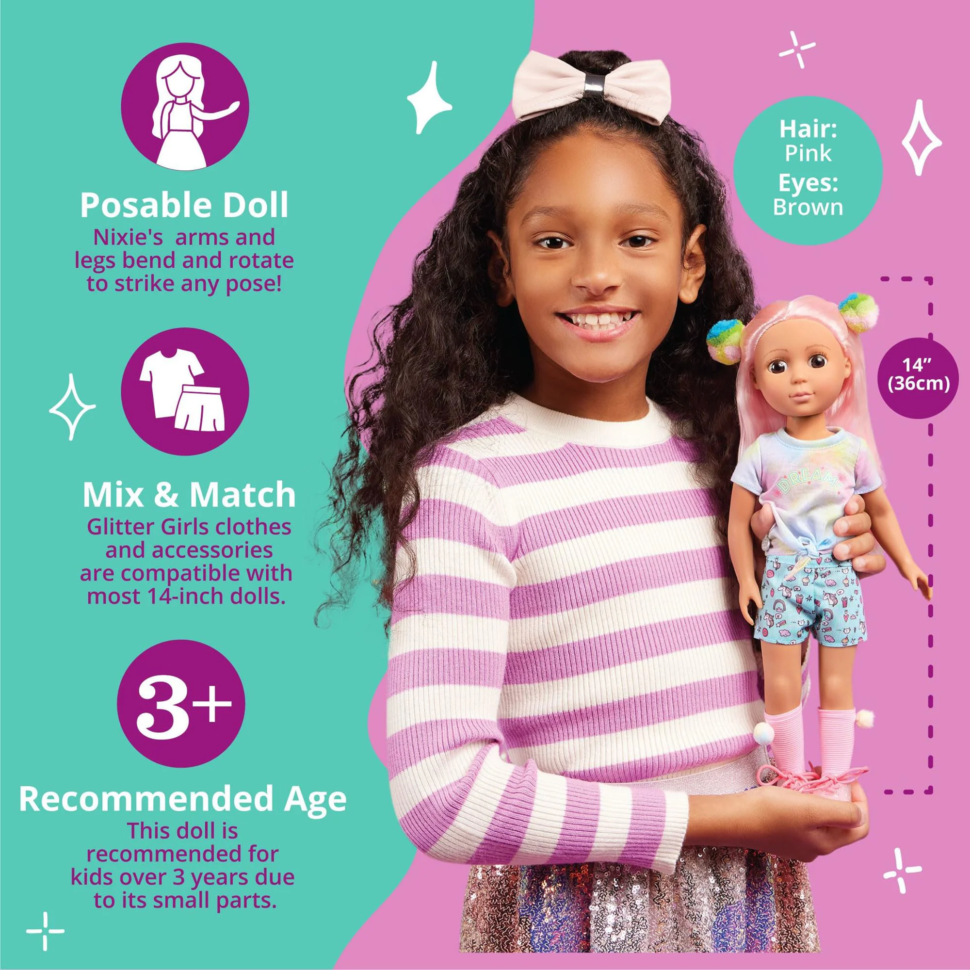 Papusa Battat Glitter Girls Nixie cu accesorii pentru coafat, 35 cm foto