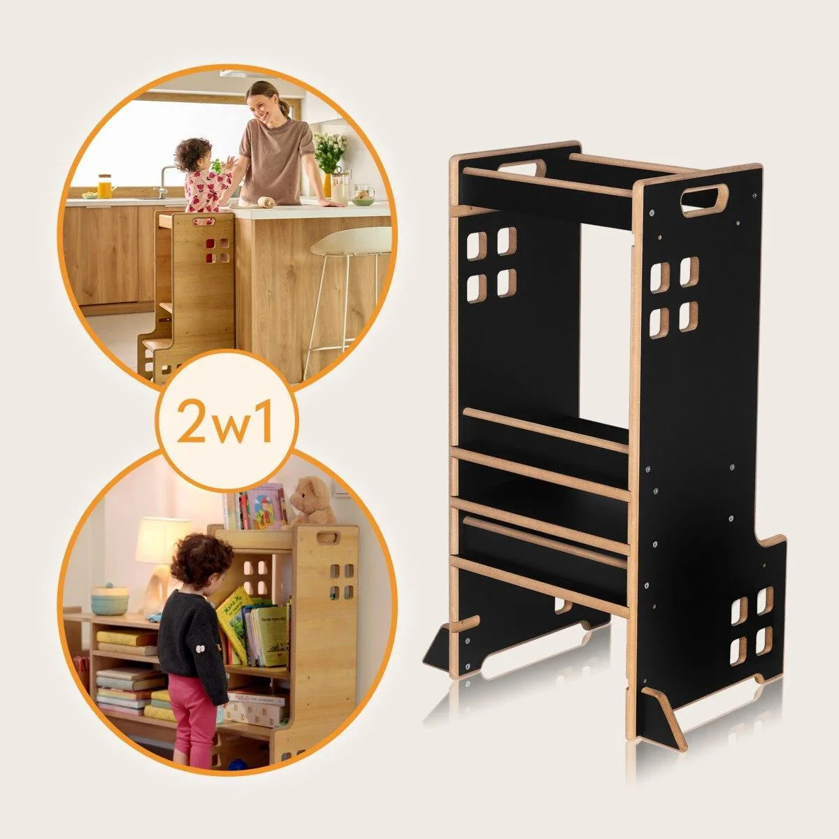 Turn Montessori 2in1 Lionelo Cass Black Onyx foto