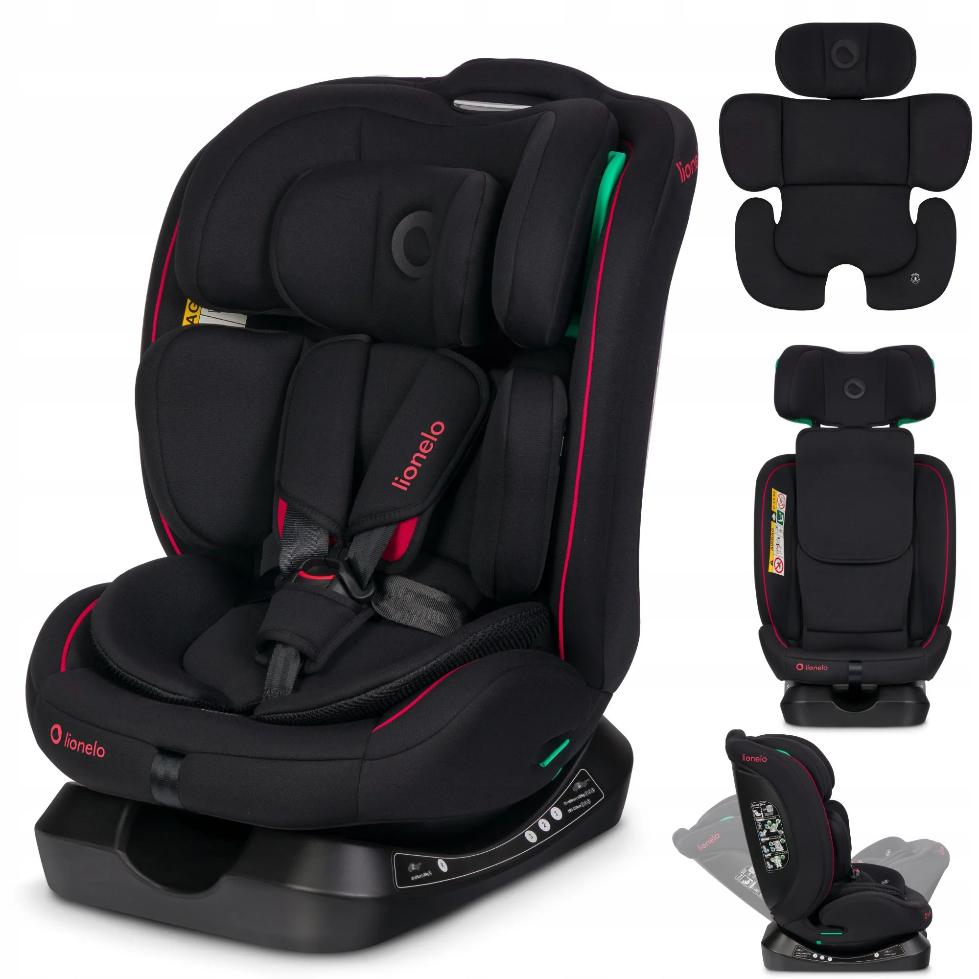 Автокресло i-Size 0-36 кг Lionelo Aart Black Red foto