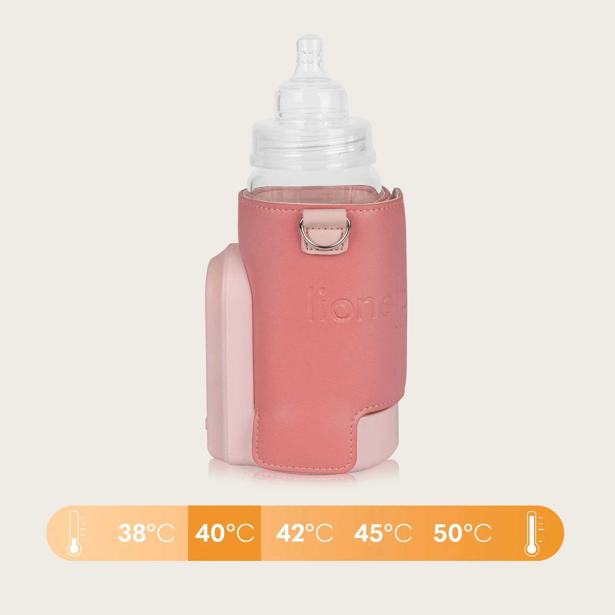 Incalzitor portabil pentru biberoane Lionelo Thermup Go Evo Coral Pink foto