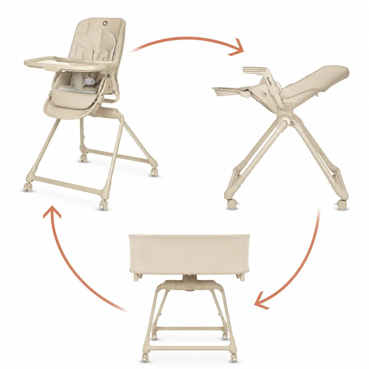 Scaun de masa + patut co-sleeper 3 in 1 Lionelo Maddie Set Beige foto