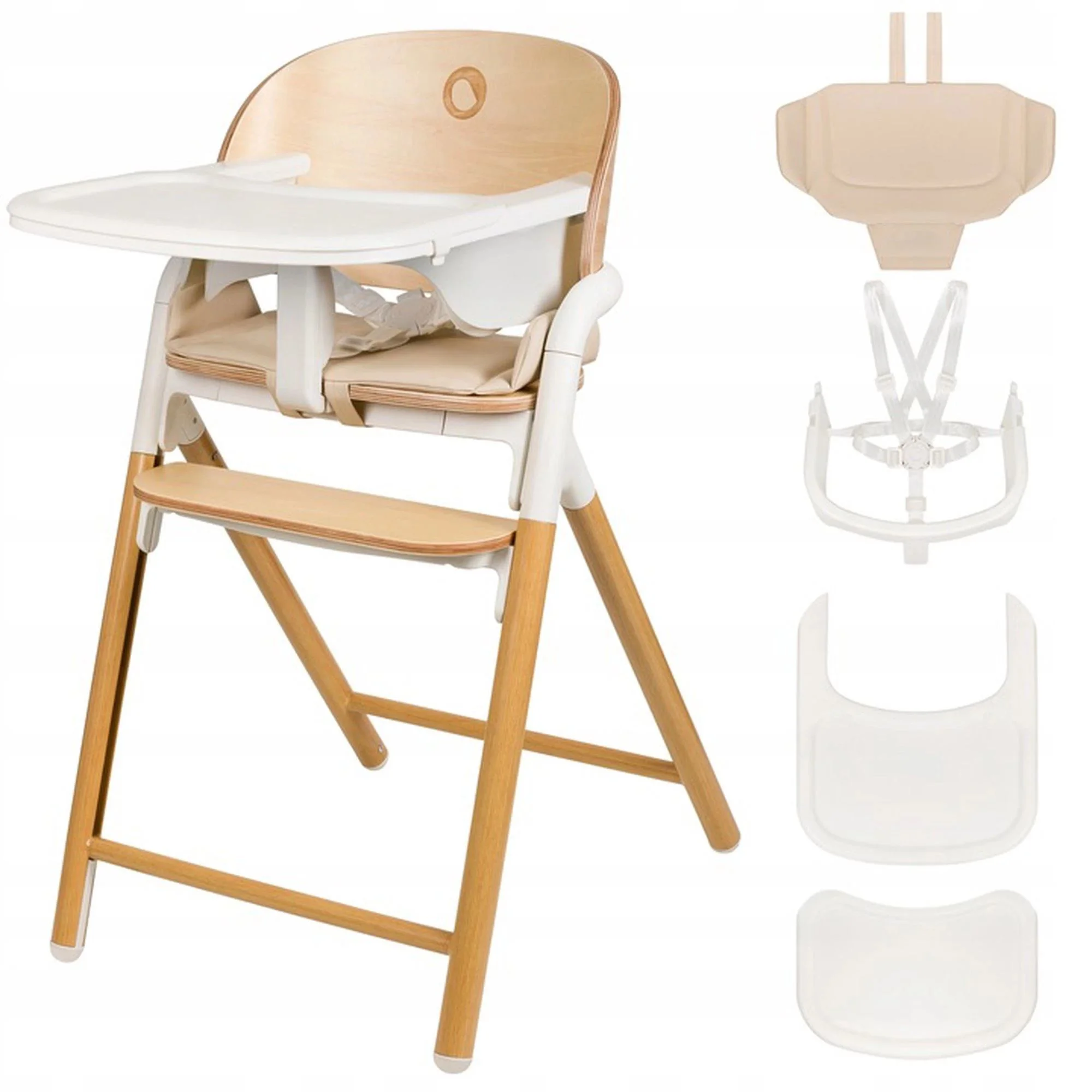 Scaun pentru hranire 3 in 1 Lionelo Celia White Natural Wood foto