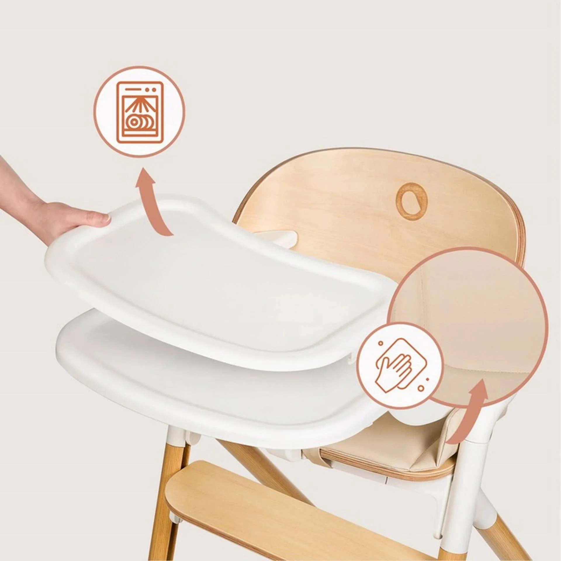 Scaun pentru hranire 3 in 1 Lionelo Celia White Natural Wood foto