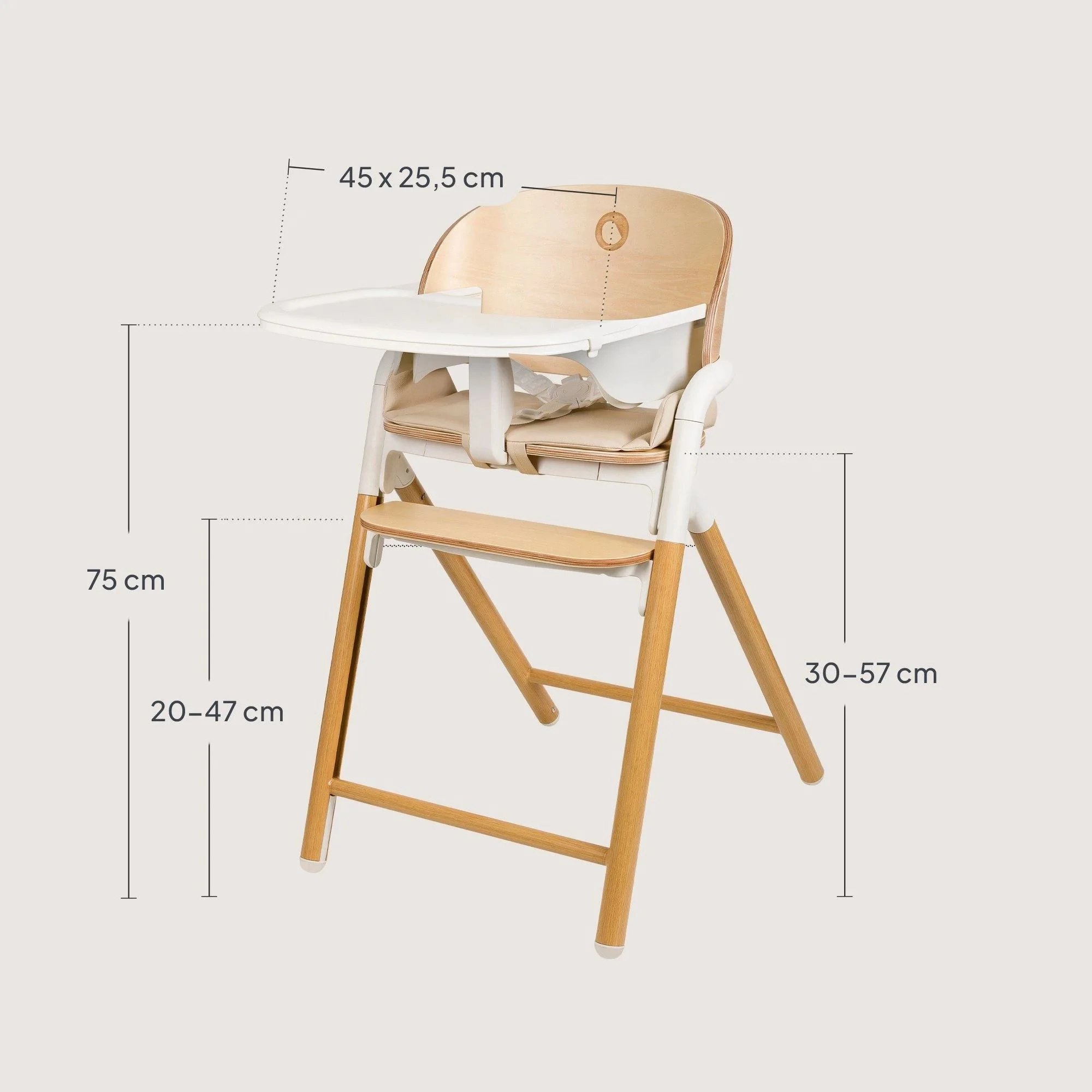 Scaun pentru hranire 3 in 1 Lionelo Celia White Natural Wood foto