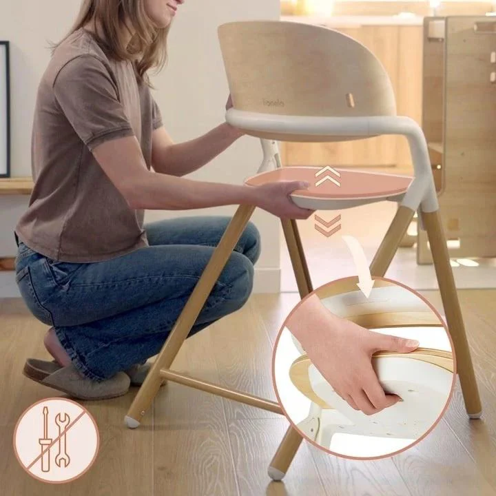 Scaun pentru hranire 3 in 1 Lionelo Celia White Natural Wood foto
