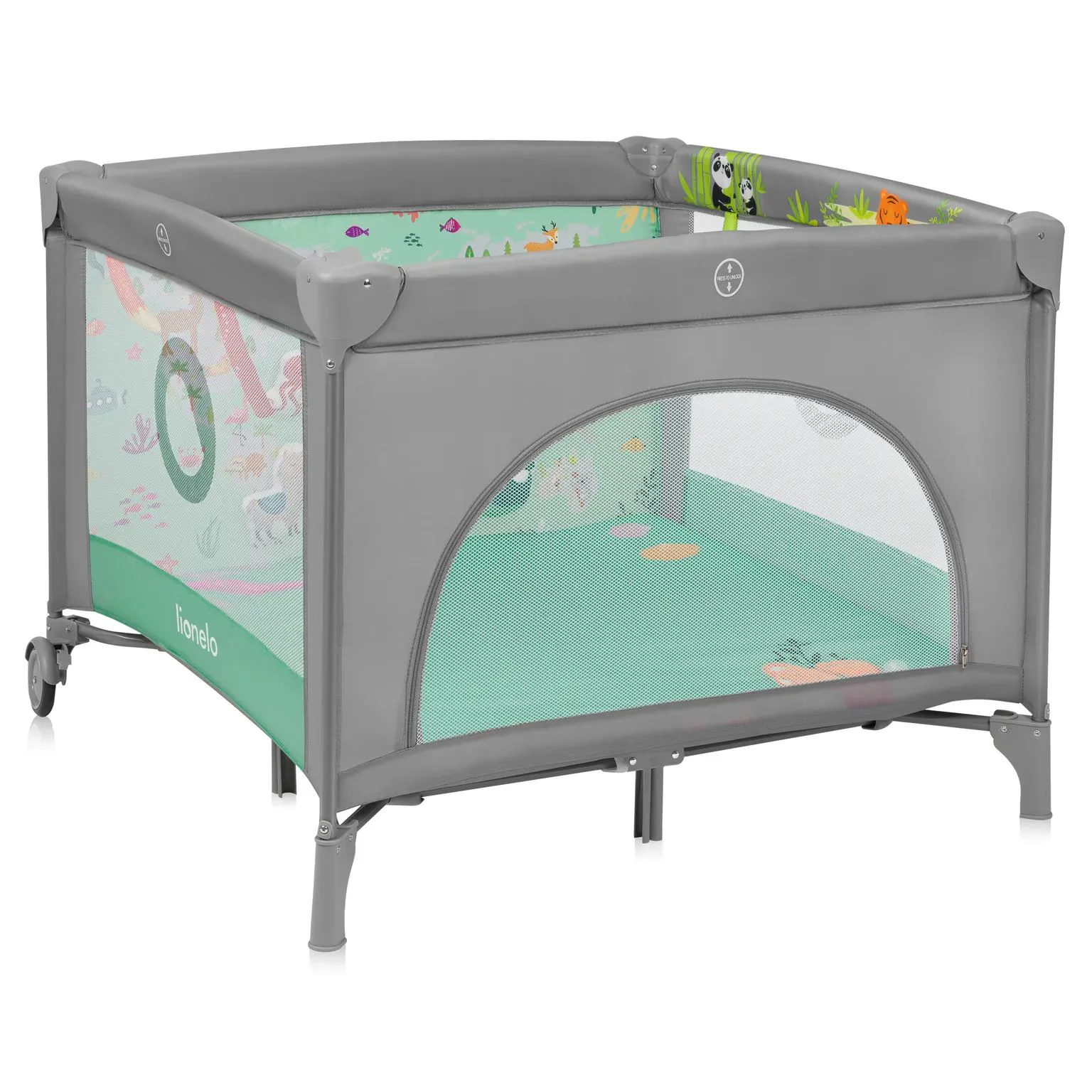 Tarc de joaca pliabil Lionelo Mille Plus Grey Green foto